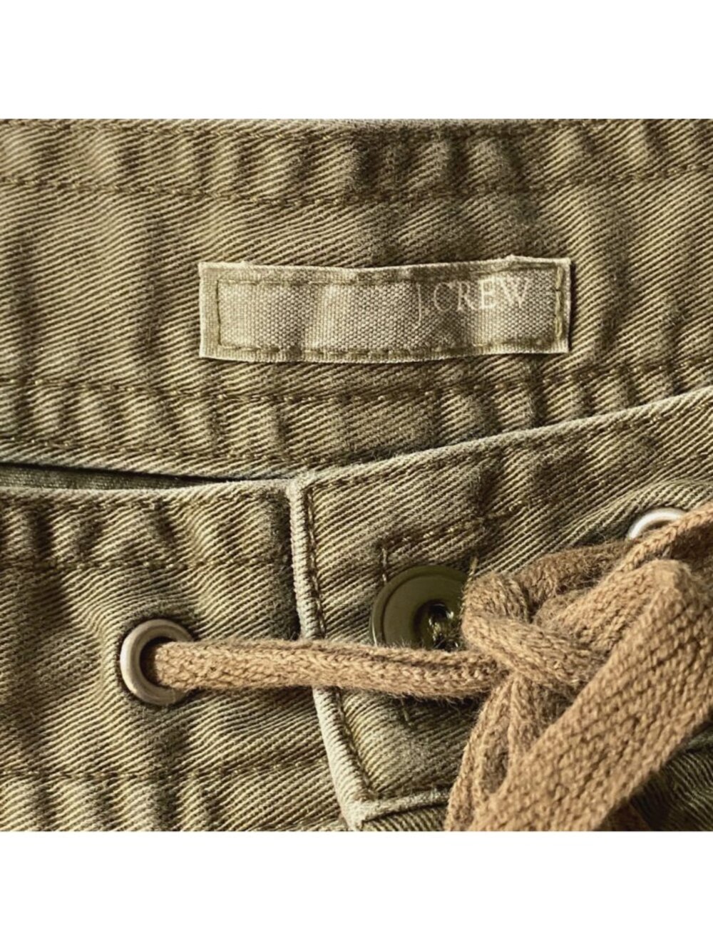 J Crew Khaki Drawstring Cotton Utility Shorts Casual Lightweight Size M - Picture 3 of 5